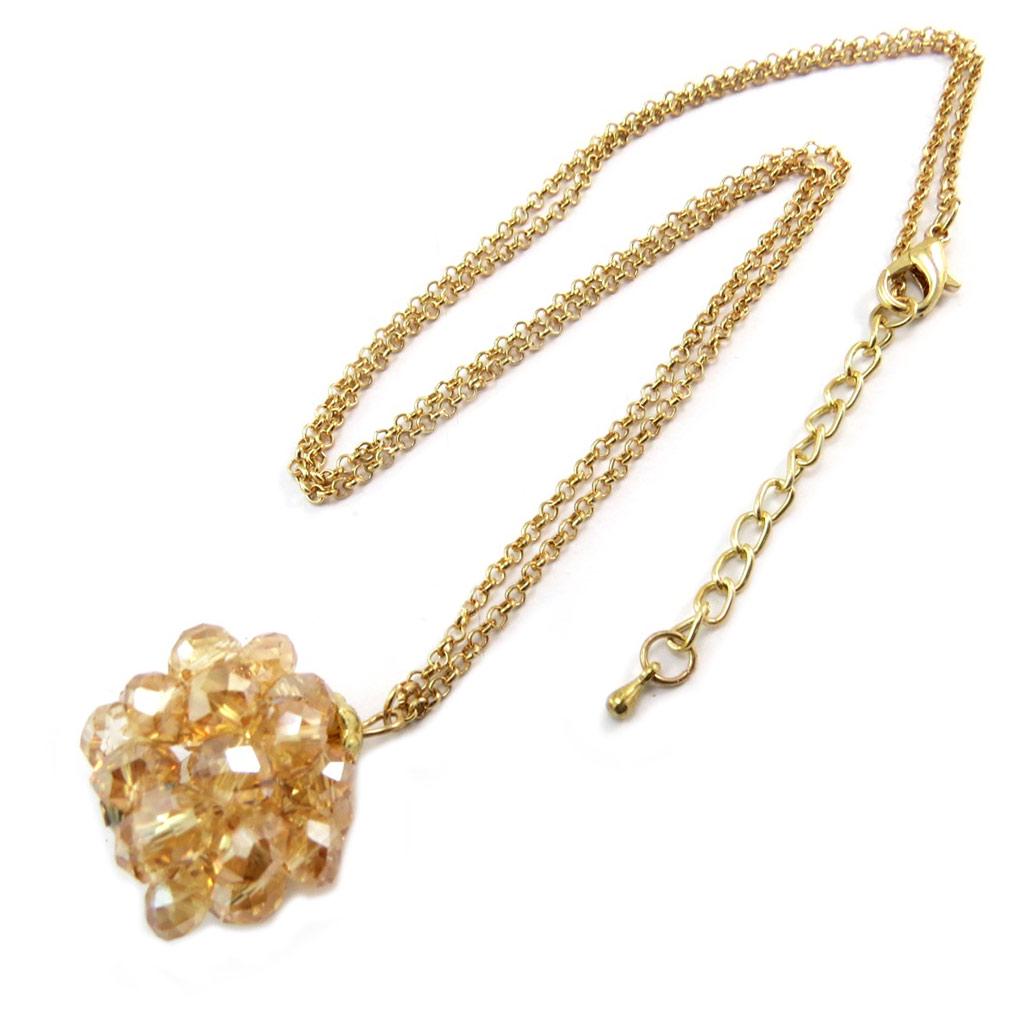 Les Trésors De Lily [P3592] - Golden Amber 'Sissi' Long Necklace (crystal)