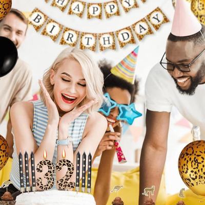 7 шт. Свечи с леопардовым принтом с цифрами 0-9, Свечи для торта на день рождения с гепардом, Леопардовые украшения для вечеринки, Украшения для вечеринки в стиле животных на день рождения