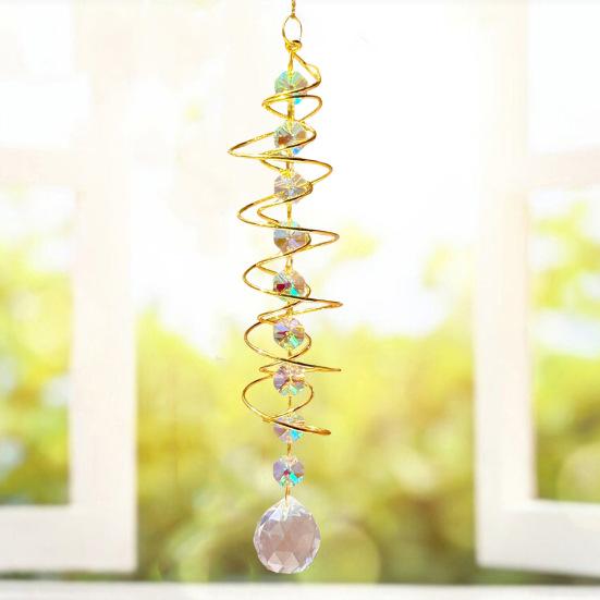 Подвеска из искусственного хрустального шара со спиральным хвостом, декоративная подвеска, ветряная вертушка, создатель радуги, двойная спираль