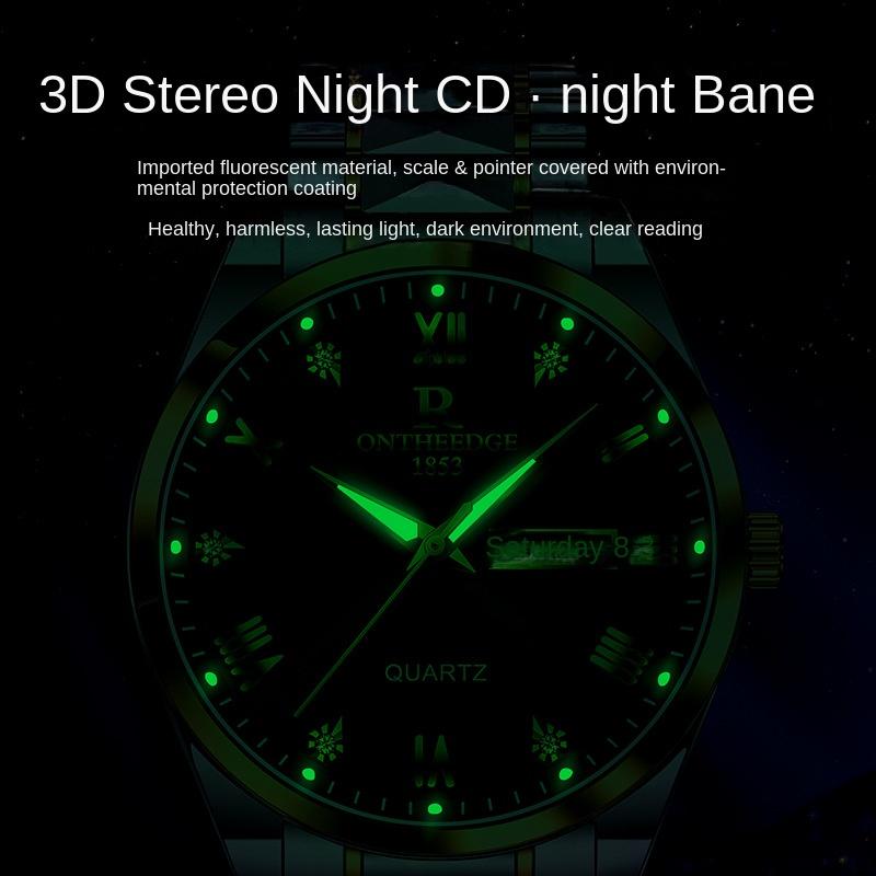 ONTHEEDGE Watch Men's Business Non-mechanical Watch Waterproof Luminous Quartz Watch