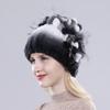 Winter Women Good Elasticity Real Rex Rabbit Fur Hats with Silver Fox Fur Lady Outdoor Warm Knitted Genuine Rex Rabbit Fur Cap