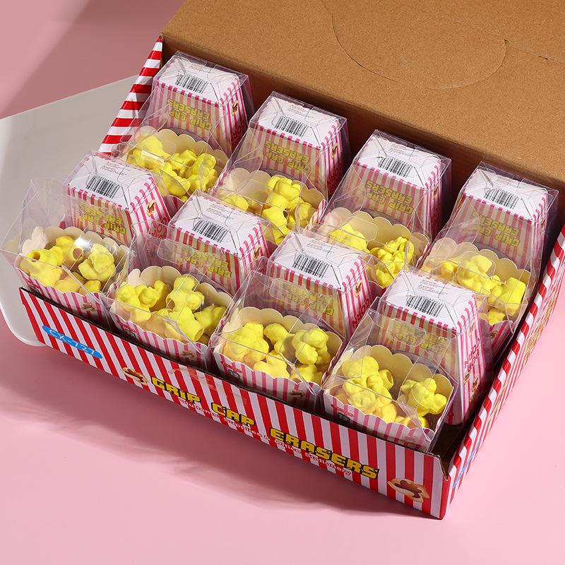 Cartoon Popcorn Box Erasers: Fun School Supplies for Students and Kids