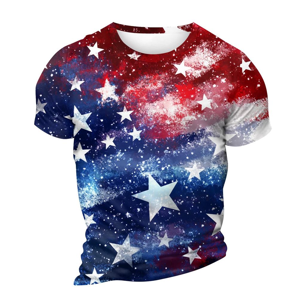 Летняя мужская популярная футболка с круглым вырезом и коротким рукавом с принтом