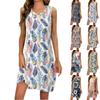 Women's Summer Casual U Neck Printed Sleeveless Dresses