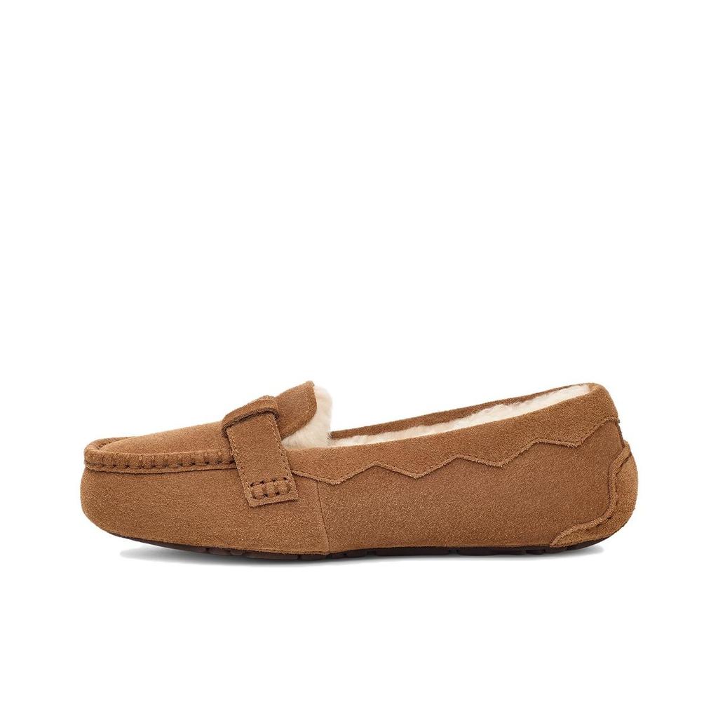 UGG Кожа спилка коровы Удобные Теплые Повседневные лоферы для 通勤 Женские лоферы Коричневый 1166891-CHE