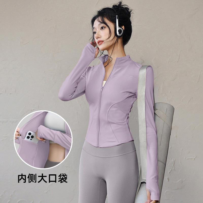 Yoga clothes, tops, professional running sports outdoor jackets, quick-drying fitness clothes, women's Pilates training clothes