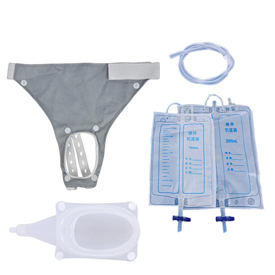 Wearable Urine Collector with 2 Drainage Bags Silicone Catching Capsule Breathable Fixation Pants for Elderly Patients