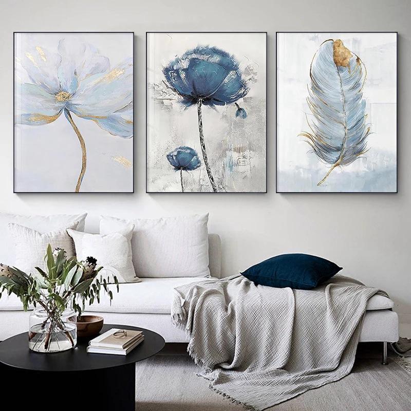 Canvas Painting Beautiful Dream Small Fresh Flower Feather Poster Ideal Gift for Living Room Kitchen Wall Art Wall Decor