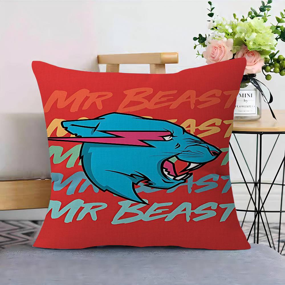 Игровой Блогер M-MrBeast Наволочки Мультяшные Декоративные для Дивана Дома Двусторонняя Печать Короткий Плюш Милая Наволочка