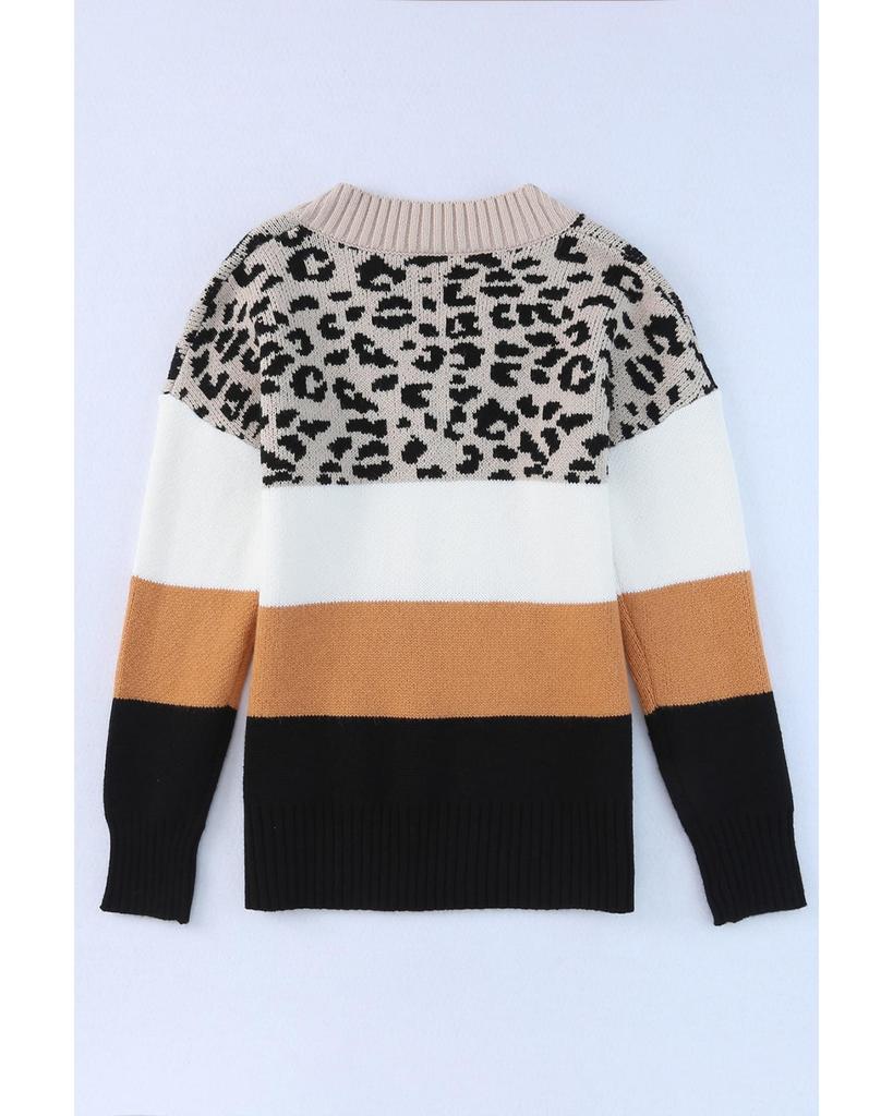 Azura Exchange Свитер с длинными рукавами в стиле колор-блок