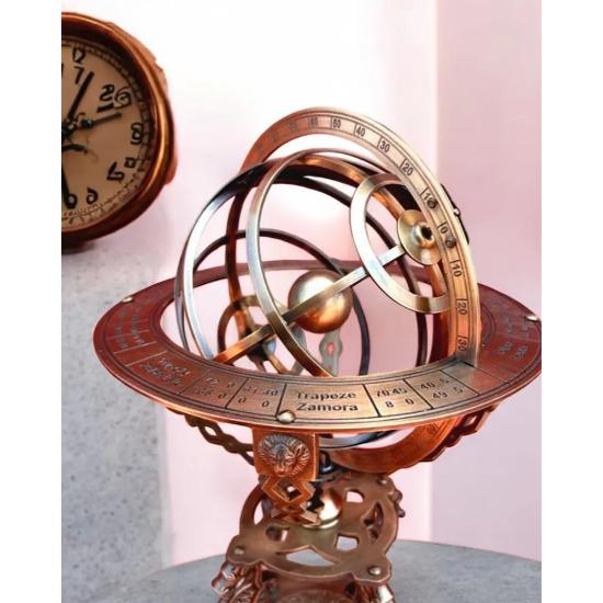 Армиллярная сфера, античный вид, латунный глобус с компасом у основания, 18 дюймов - Армиллярная сфера для домашнего декора - Армиллярная сфера для офисного стола