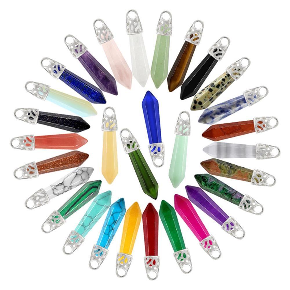 Amethyst Natural Stone Pendant Hexagonal Crystal Necklace Rose Quartz Energy Healing Stone Necklace