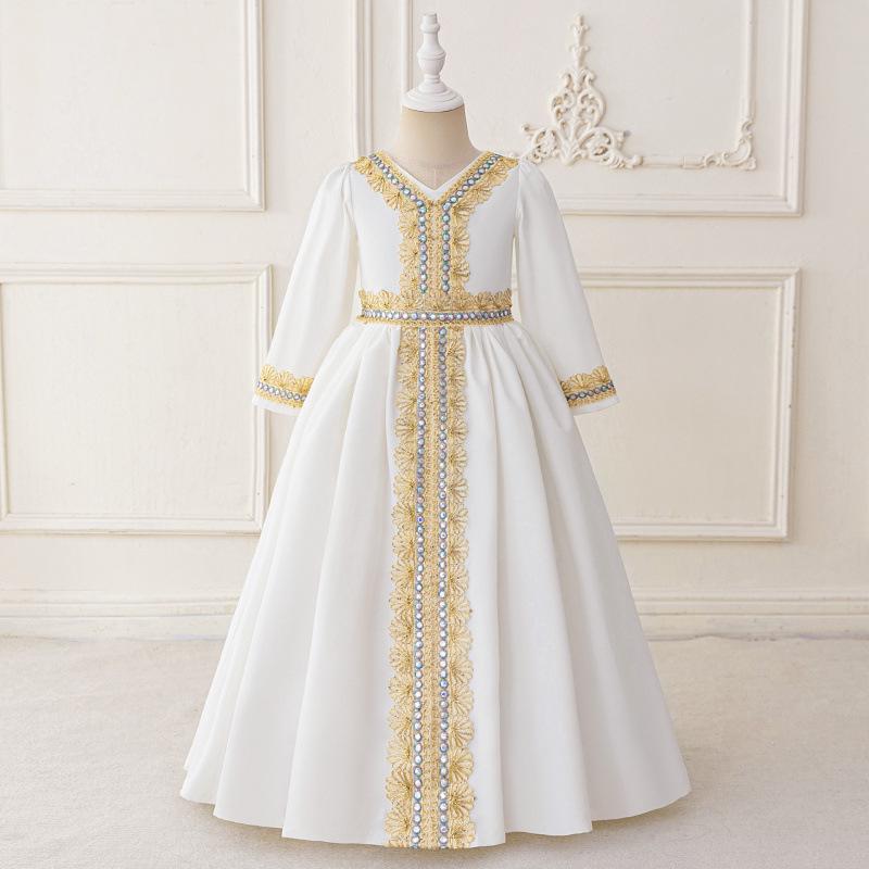 Shein Новое шифоновое дышащее длинное платье-халат для детей с дизайном горячего тиснения