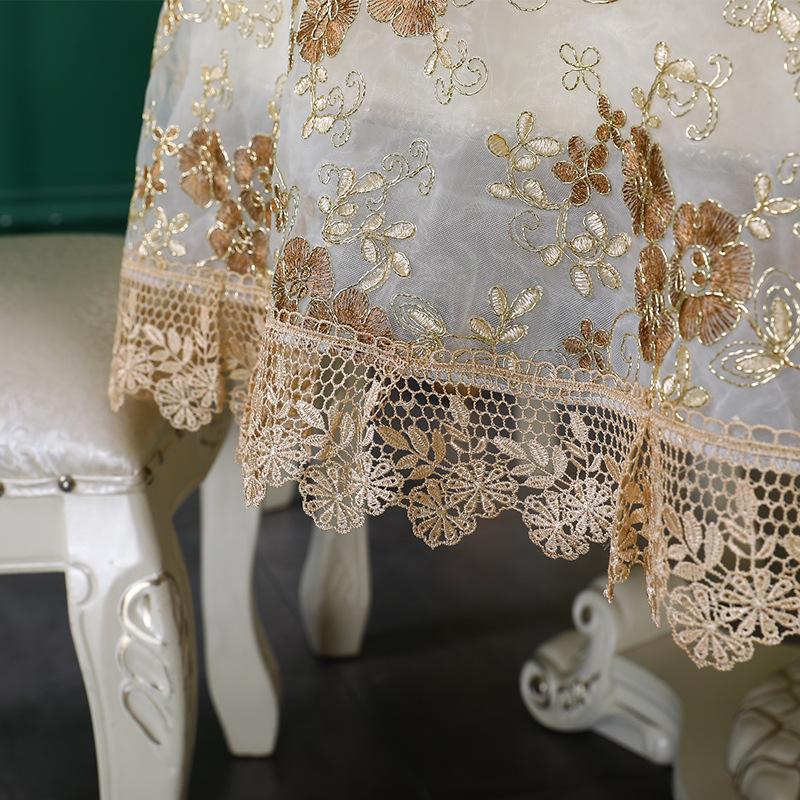 Легкая роскошная скатерть с вышивкой, двухслойная кружевная скатерть, свадебное украшение, скатерть для отеля, домашняя круглая скатерть
