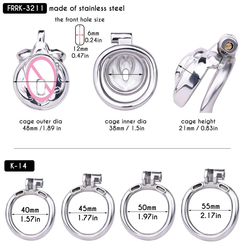 FRRK Heart Stainless Steel Chastity Cage with Elastic Belt Strap Harness for Men Discreet Sissies Femboy Cock Cage Device Adult Products