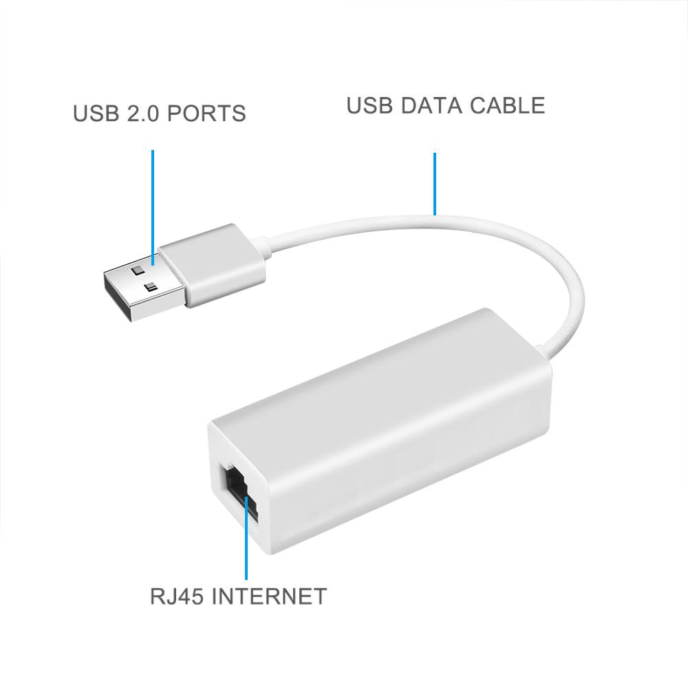 Адаптер локальной сети USB-RJ45 Портативный микро-USB-сетевая карта для ПК, ноутбука, Windows