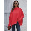 Women's Pullover Autumn and Winter Loose Split Bat Sleeve Half High Neck Sweater