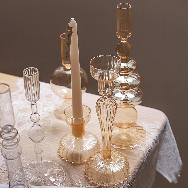Romantic Wedding Table Candle Stand Champagne Candlestick Vase