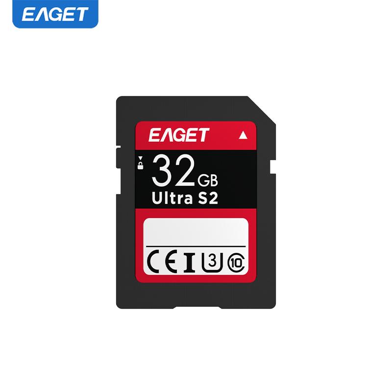 EAGET Карта памяти SD Card High Speed Card, Class 10 UHS-I, 90 МБ/с, поддерживает съемку HD-видео, сертифицирована CET, для камер и цифровых устройств