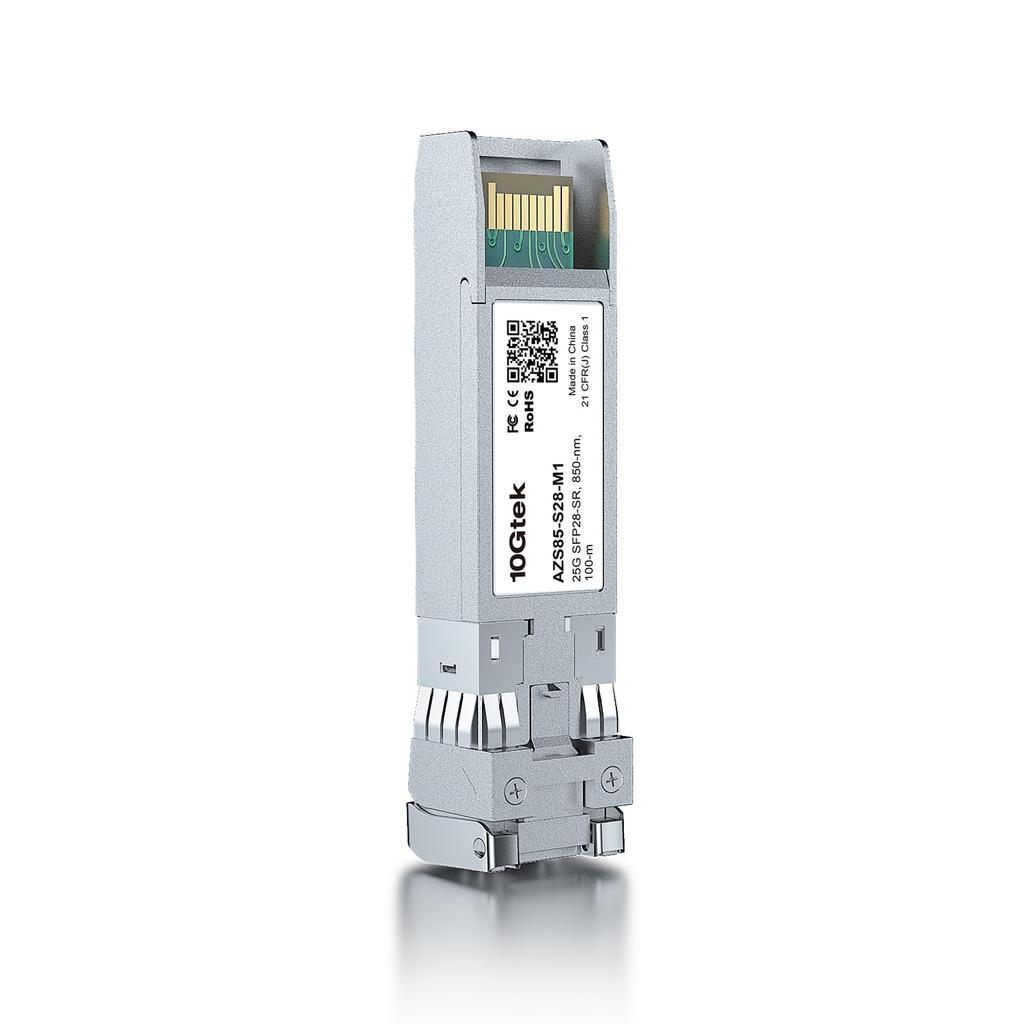 10Gtek 25G SFP28 SFP+ SR Оптический трансивер, Совместимый с Intel E25GSFP28SR, Дуплексный многомодовый оптический модуль 25GBase-SR LC, 850 нм DDM, До 100 м