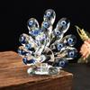 Crystal Colorful Etched Ornament Peacock Artificial Animal Figurine Handmade Christmas Wedding Gift Living Dining Table Decor