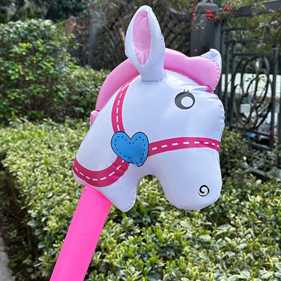 Inflatable Horse Head Stick 37" Party Prop for Kids' Races Photos PVC Horse Stick Carnival Toy for Horse Themed Events Birthdays