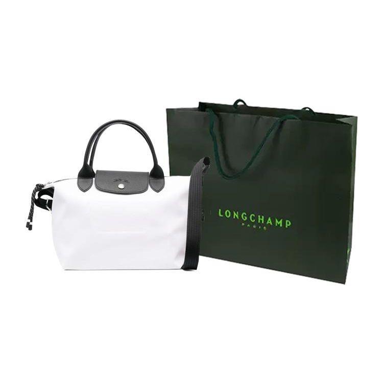 Longchamp Le Pliage Energy 25 Button Zipper Closure Canvas And Leather Dumpling Shoulder Crossbody Tote Bag Small Women bags Black White 1512HSR007