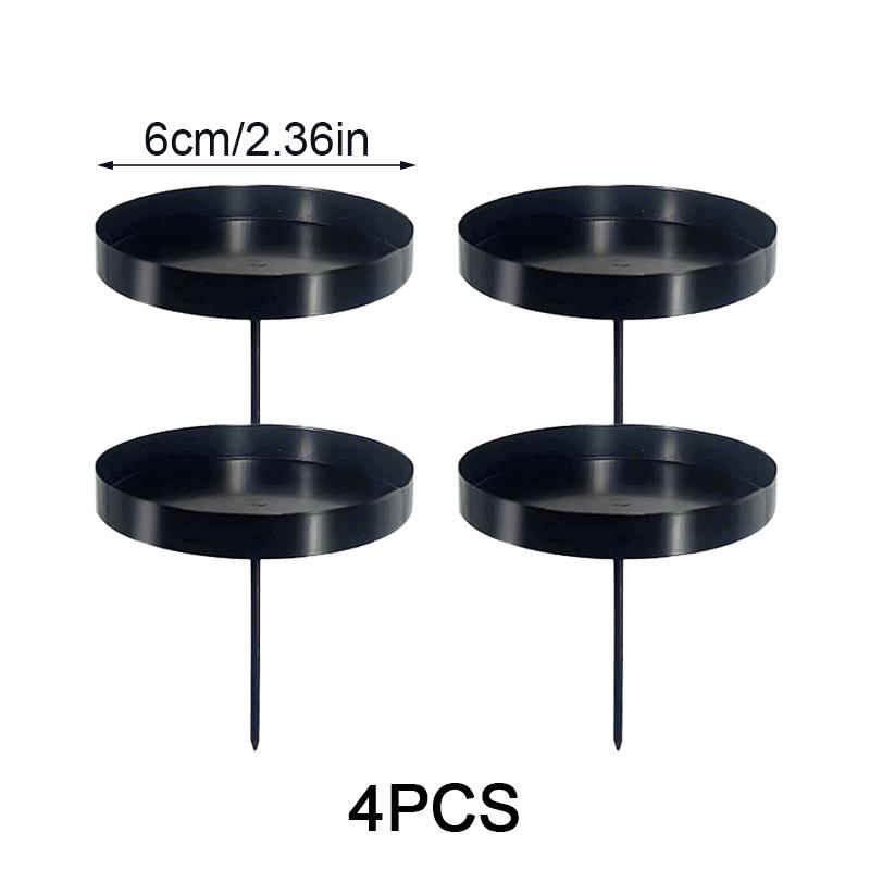 4pcs Iron Candle Tray Christmas Decor Festival Candlestick Iron Cup Insert 6/8cm