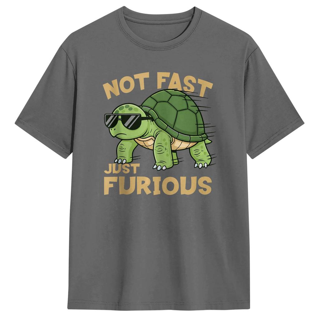 Vintage T Shirt Summer Not Fast Just Furious Turtle Funny Attitude Meme Trending TShirts Cotton Tee Shirt Unisexs Classic Clothes