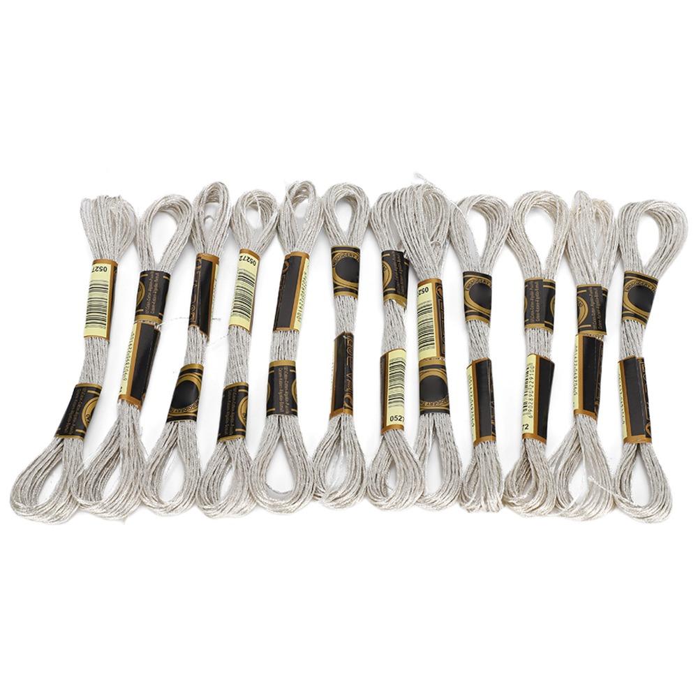 24pcs Silver Glossy Embroidery Floss Glitter Thread HandMade Yarn Cross Stitch Threads  DIY Craft