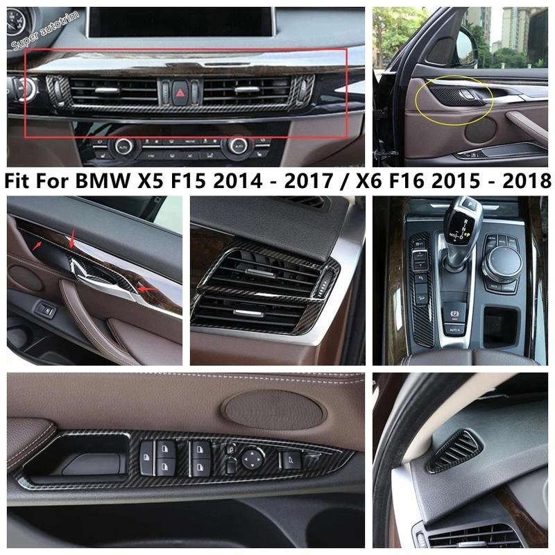 ABS Window Lift / Handle Bowl Frame / Central Control AC Air Panel Cover Trim For BMW X5 F15 2014 - 2017 / X6 F16 2015 - 2018