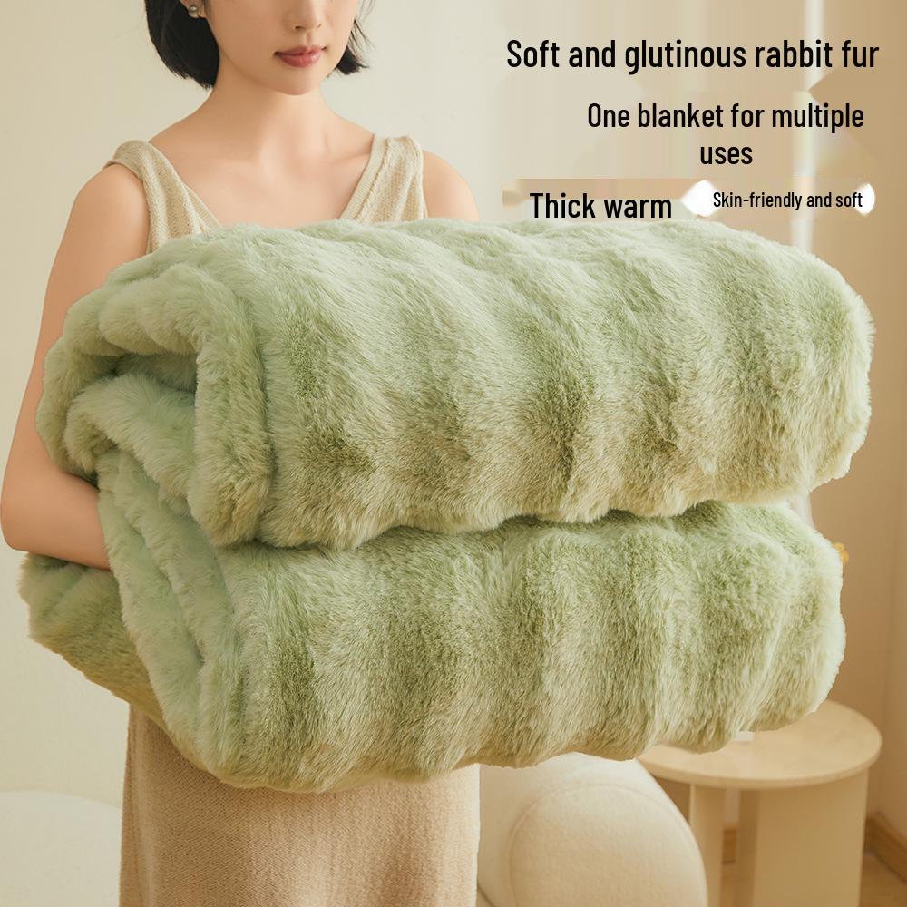 Плотный зимний фланелевый плед класса А - Нап из кроличьего пуха и кораллового флиса для кровати