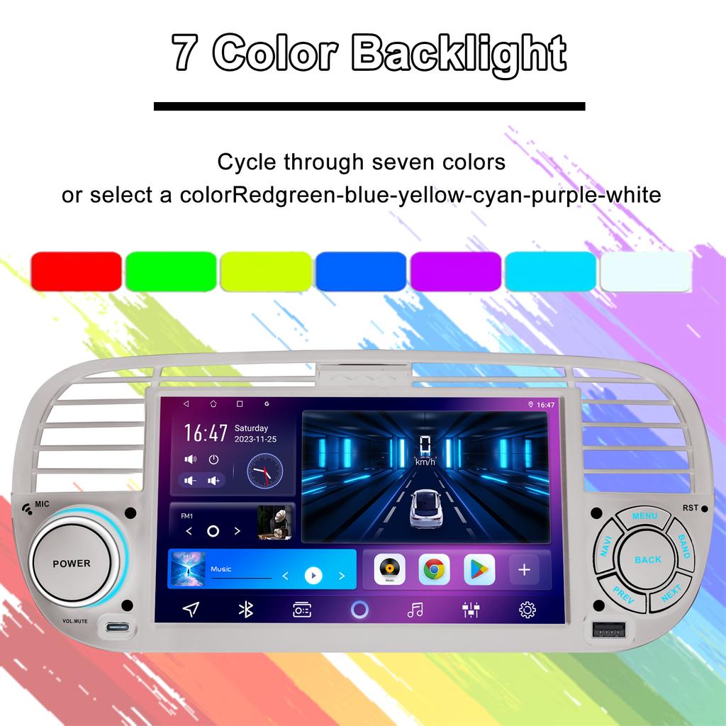 7-дюймовый Android-автомагнитола для FIAT 500 2007-2015, мультимедийный проигрыватель, GPS-навигация, поддержка автомагнитолы Carplay BT DAB OBD2 TPMS