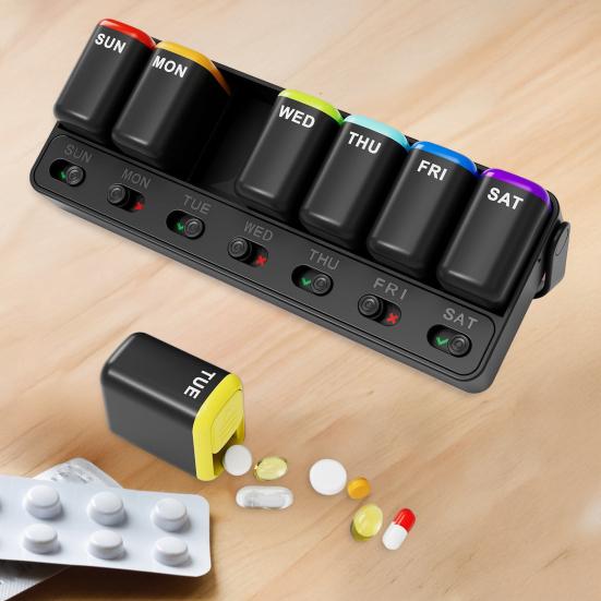 Weekly Pill Organizer Leakproof Large Capacity Multipurpose Compact Portable 7-Day Travel Pill Case Daily Medicine Organizer