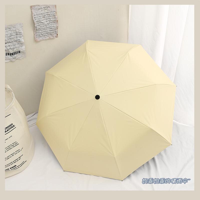 8 спиц ручное открытие простой зонт от солнца из винила с ручкой из массива дерева три сложения зонт от солнца рекламный зонт