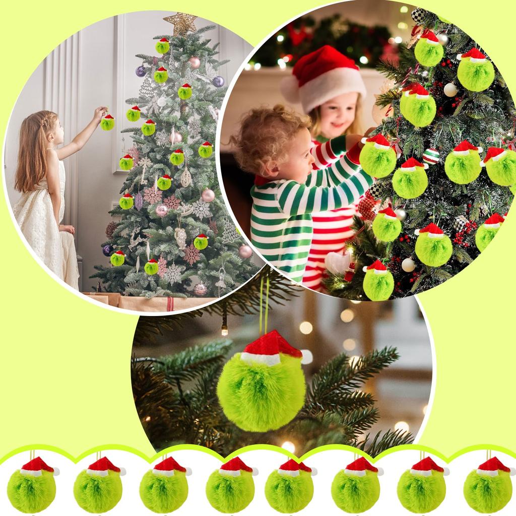 Christmas Rolling Ball Pendant: Fluorescent Green Faux Balls