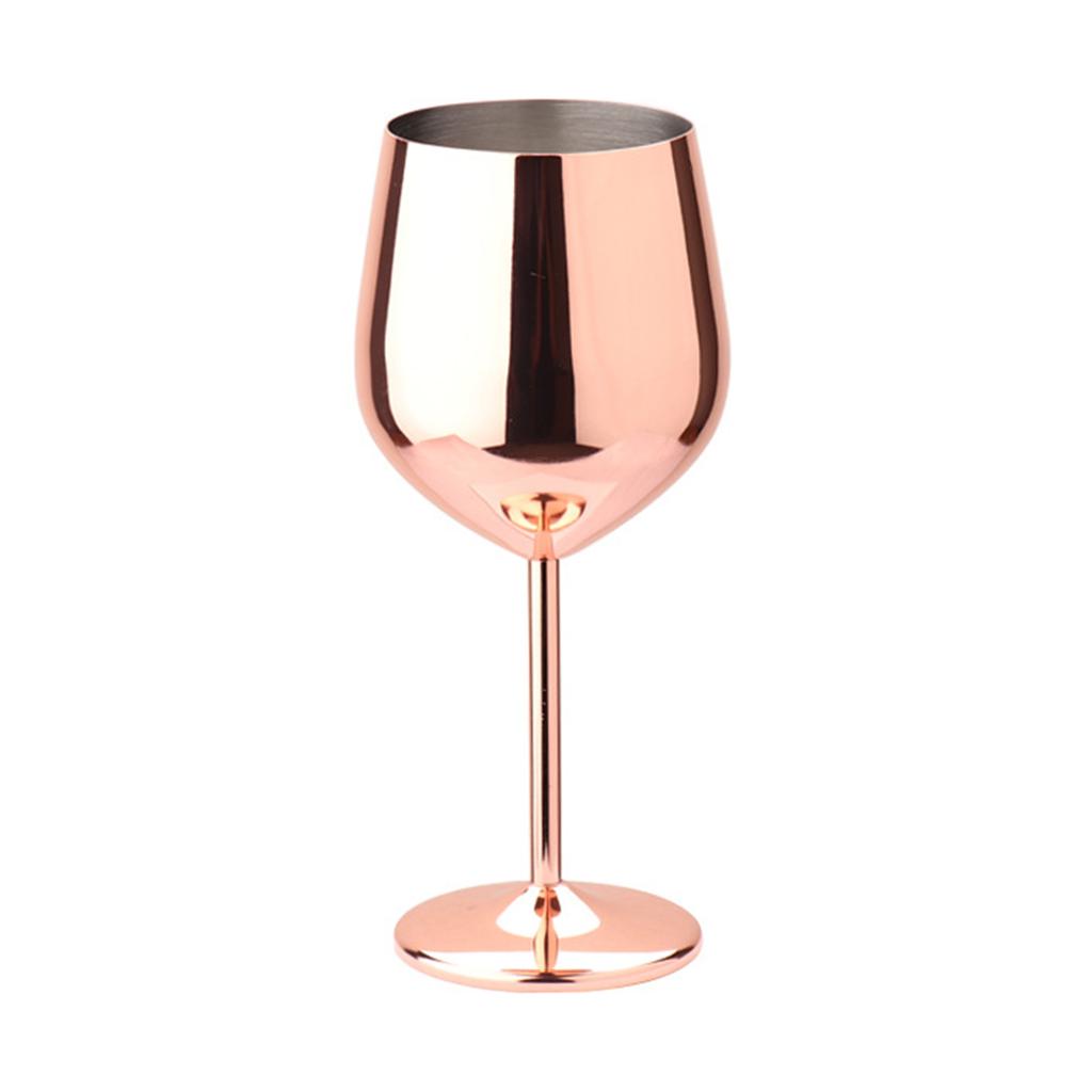 500ml Stainless Steel Goblet Red Wine Glass Drops-Resistant Drum Type Copper Plated Wine Glass