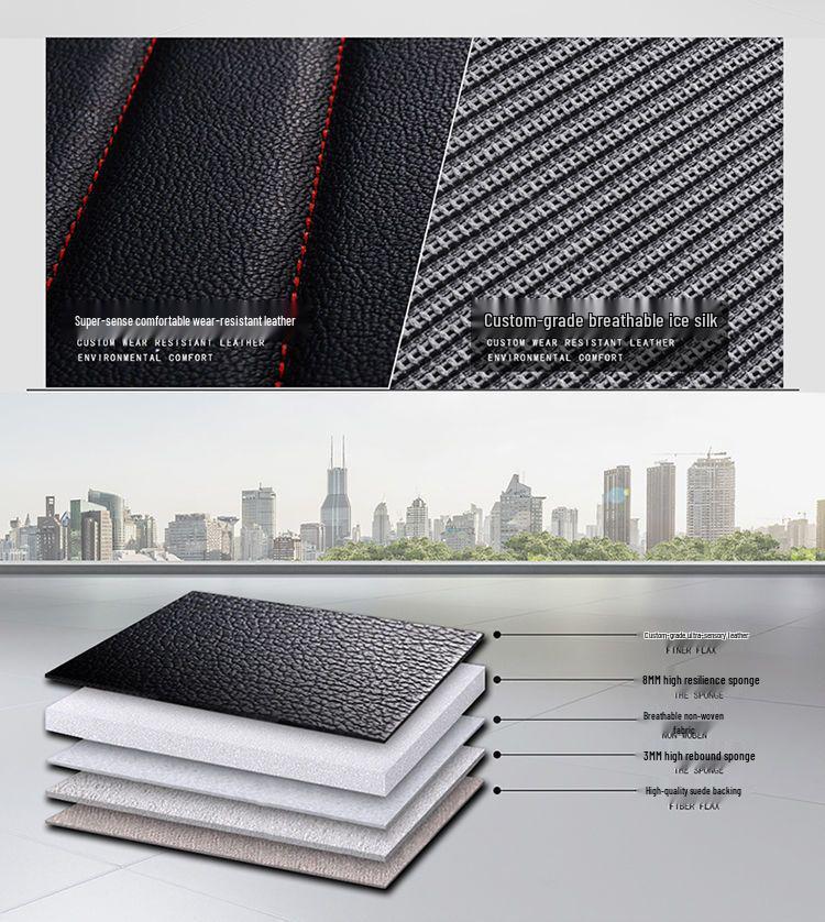 Volkswagen Lavida, Sagitar, Magotan, Passat, Bora, Lamando Seat Covers - Leather & Ice Silk, Full Coverage Cushion