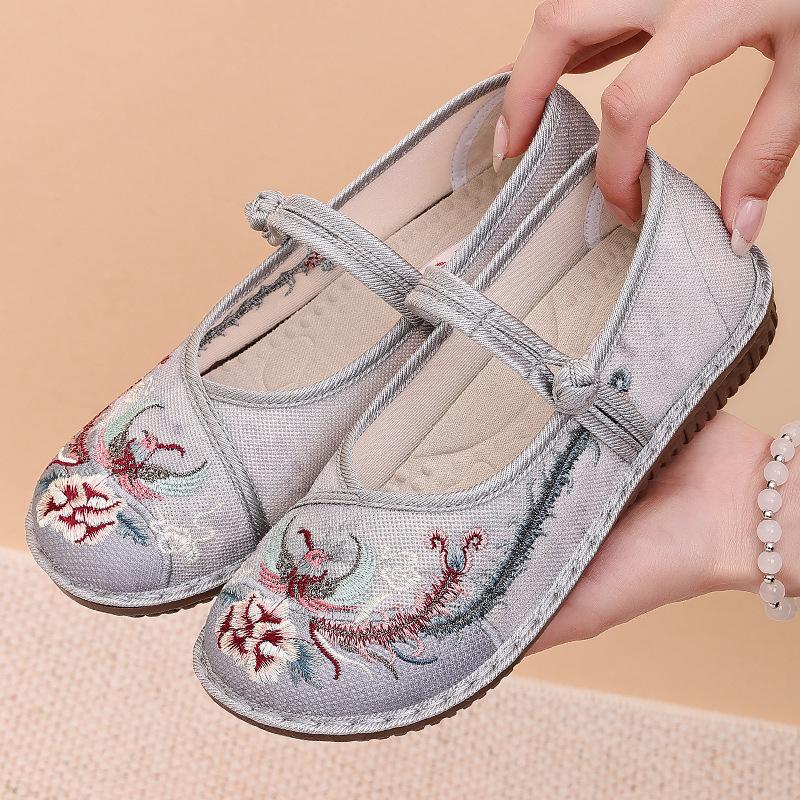 Женские туфли летние напечатанные старые Пекинские тканевые туфли женские новые летающие тканые дышащие вышитые туфли универсальные туфли Hanfu удобные одинарные