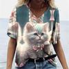 Women T-Shirts Cartoon Anime Cat 3D Print Summer Harajuku Style O-Neck For Fashion Comfortable Casual  Short Sleeve Pullover