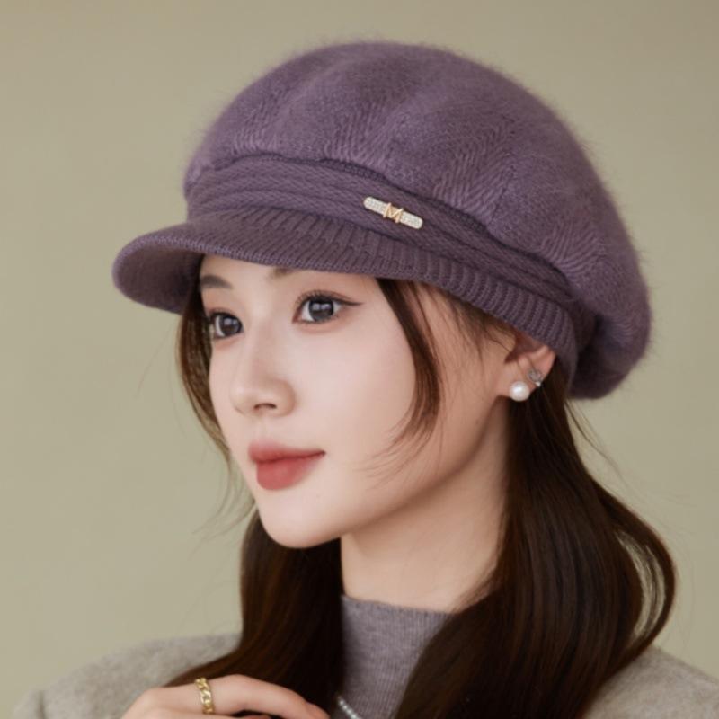 Шапка женская осенне-зимняя шапка вязаная шерстяная шапка зимняя теплая модная берет шапка из искусственного меха кролика