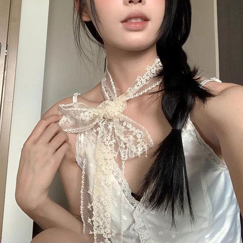 French Lace Scarf Summer Hollow Embroidery Long Ribbon And Belt Accessories