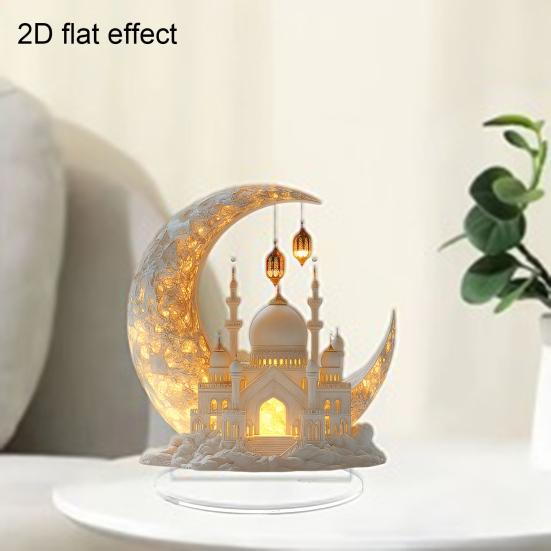 Акриловый лунный замок Yousheng, украшение 2D, плоский полумесяц, мечеть, дворец, настольная вывеска, праздничная вечеринка, домашний офис, гостиная, спальня, украшение рабочего стола