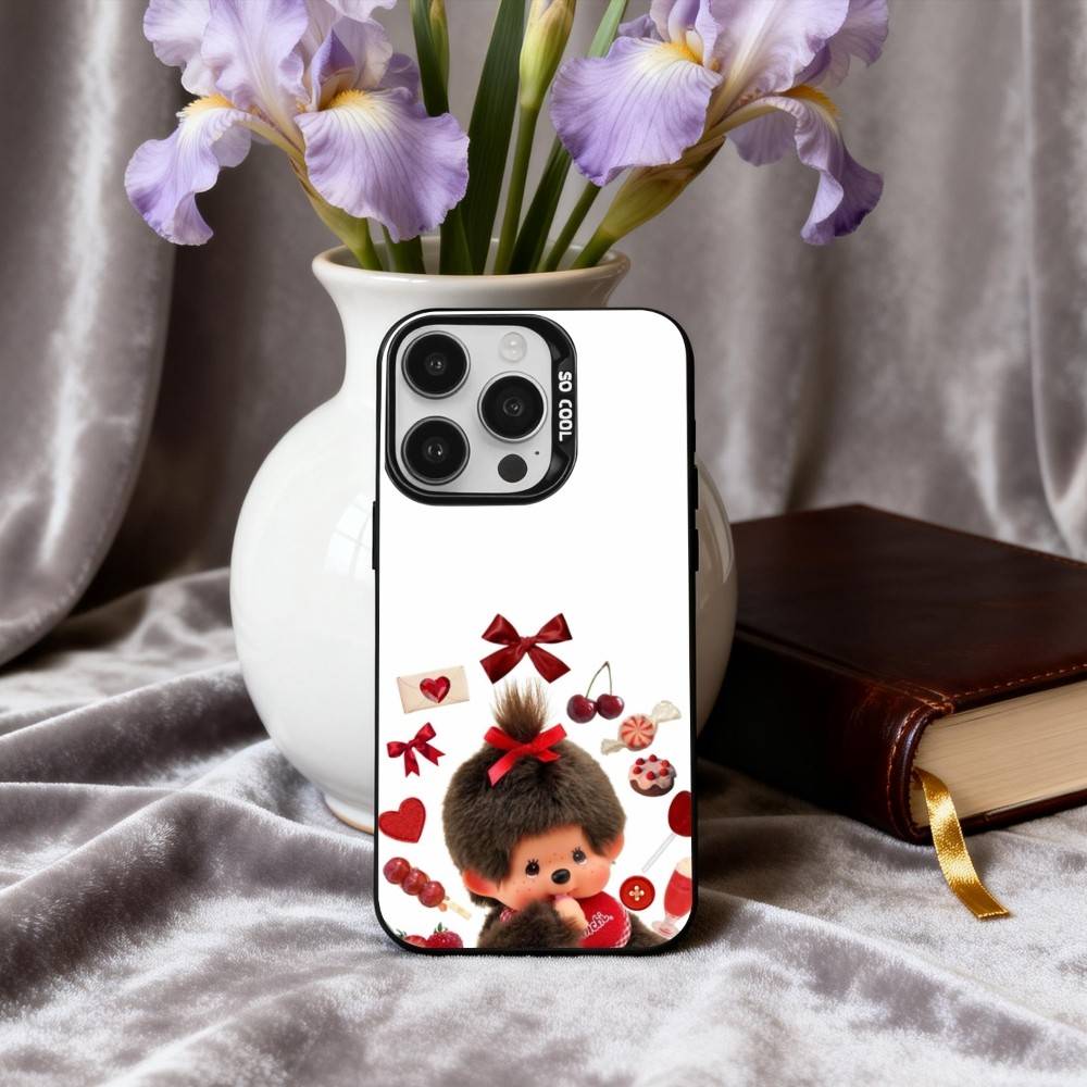 C-Милый M-Мончичи-S Чехол для телефона для iPhone17,16,15,14,13,12,11 Plus,Pro Max Черный Конфетный серебристый чехол для телефона