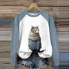 2024 Повседневные женские футболки с круглым вырезом, забавные милые кошачьи принты с животными, женские милые пуловеры с круглым вырезом, женские толстовки