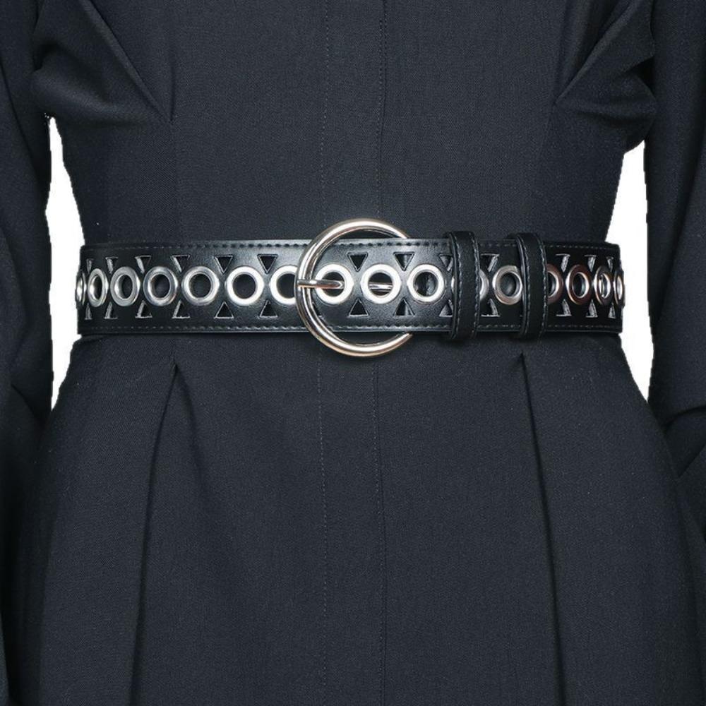 Korean Style PU Leather Belt Metal Buckle Y2K Girl Waistband Elegant Wide Waistband Ladies/Girls