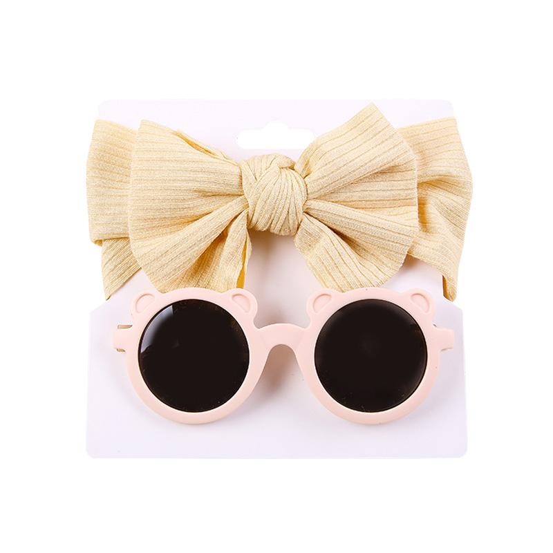 Baby Hair Accessories Summer Infant Headband Sunglasses Sun Protection Beach Kids Sun Glasses Head Band Set 2Pcs/Pack