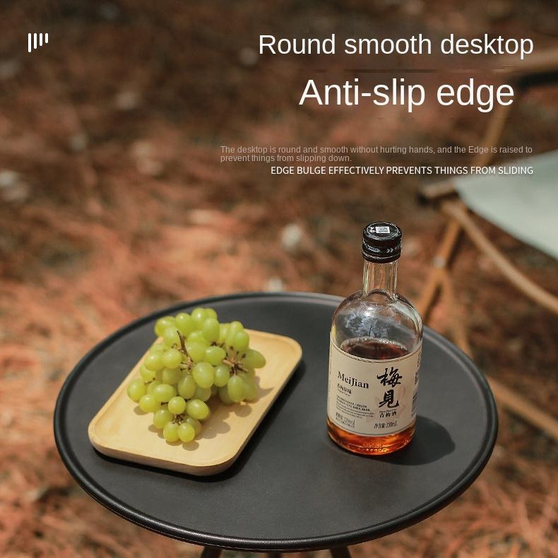 Портативный уличный складной небольшой круглый стол из алюминиевого сплава, регулируемый черный обеденный стол для кемпинга, сверхлегкий журнальный столик