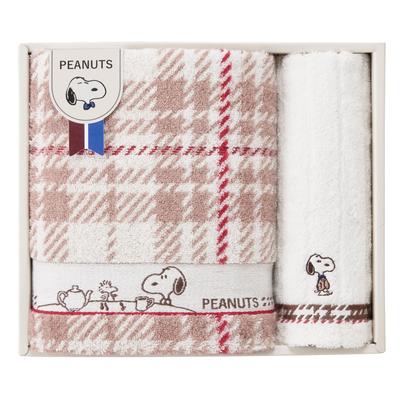 Nishikawa Snoopy Подарочный набор полотенец 34X76 см Моющиеся в клетку Чайное время Расслабляющий подарок PEANUTS Сделано в Японии PN4652 Подарочный чек Multi TT84503051 [Nishikawa]