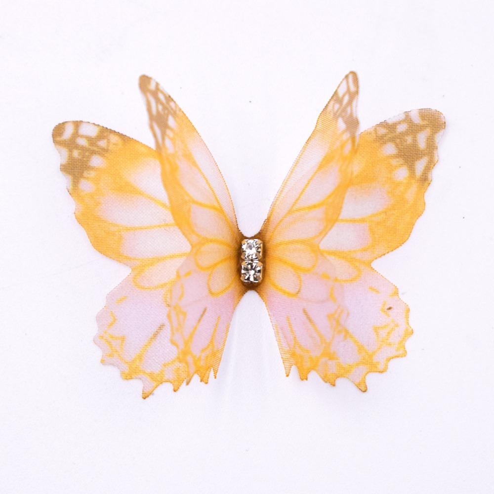 50 шт. двухслойные шифоновые вышитые бабочки-нашивки свадебные аксессуары для волос